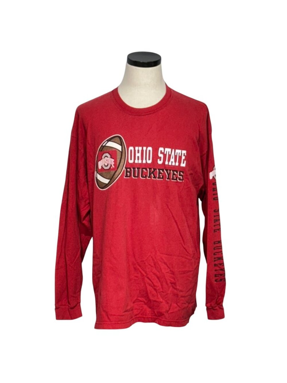 Ohio State Buckeyes Red Long Sleeve Team Starter Shirt Mens Large 100% Cotton